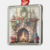 ヴィンテージクリスマス暖炉と装飾品 メタルオーナメント (左)