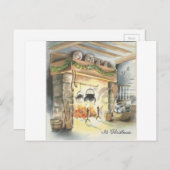 ヴィンテージクリスマス暖炉 シーズンポストカード (正面/裏面)