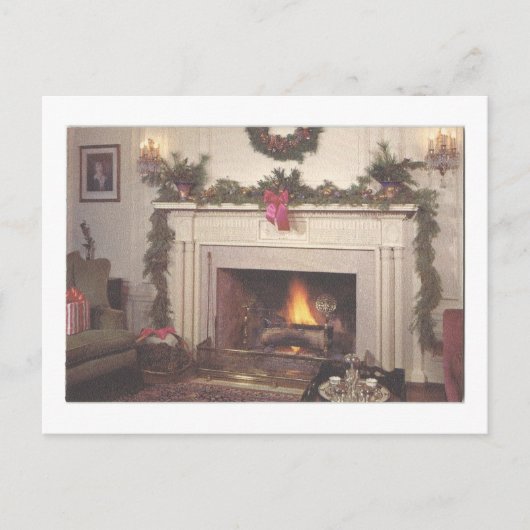 ヴィンテージクリスマス暖炉 シーズンポストカード (正面)
