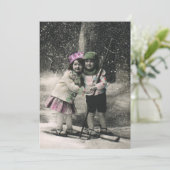 ヴィンテージクリスマス最高の、フレンズオンスキー招待状 招待状 (スタンド正面)