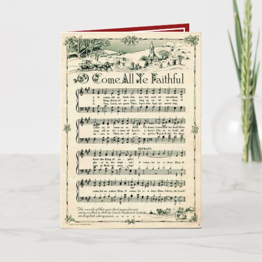 ヴィンテージクリスマス来O全ての忠実な美しい シーズンカード (正面)