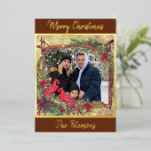 ヴィンテージクリスマス深紅色の写真フレームの箔 箔シーズンカード (立ち正面)