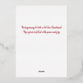 ヴィンテージクリスマス深紅色の写真フレームの箔 箔シーズンカード (裏面)