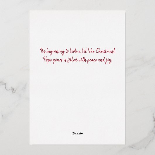 ヴィンテージクリスマス深紅色の写真フレームの箔 箔シーズンカード (裏面)