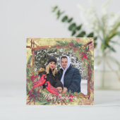 ヴィンテージクリスマス深紅色の写真フレーム シーズンカード (スタンド正面)