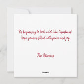 ヴィンテージクリスマス深紅色の写真フレーム シーズンカード (裏面)