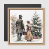 ヴィンテージクリスマス父と子供の磁気カード (正面/裏面)