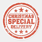 ヴィンテージクリスマス特別配送 ラウンドシール (正面)