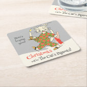 ヴィンテージクリスマス猫のパジャマCC1273 おもしろい スクエアペーパーコースター (アングル)