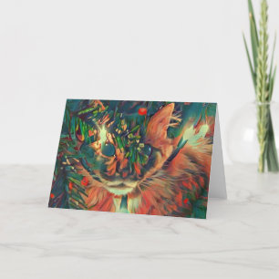 ヴィンテージクリスマス猫のホリデーカード シーズンカード