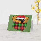 ヴィンテージクリスマス猫 カード (黄色い花)