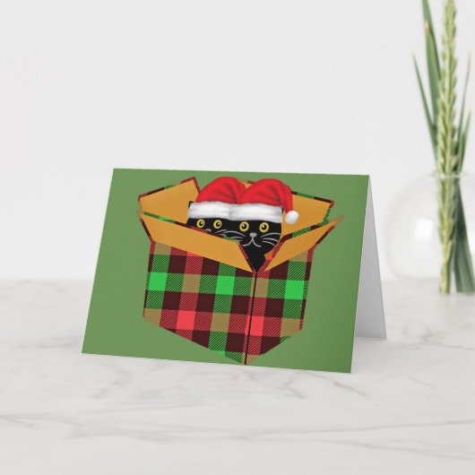 ヴィンテージクリスマス猫 カード (正面)