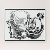 ヴィンテージクリスマス白黒サンタクロース顔 ジグソーパズル (横)