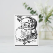 ヴィンテージクリスマス白黒サンタクロース顔 ポストカード (スタンド正面)