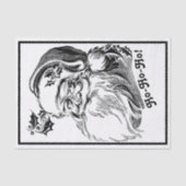 ヴィンテージクリスマス白黒サンタクロース顔 薄葉紙 (正面)