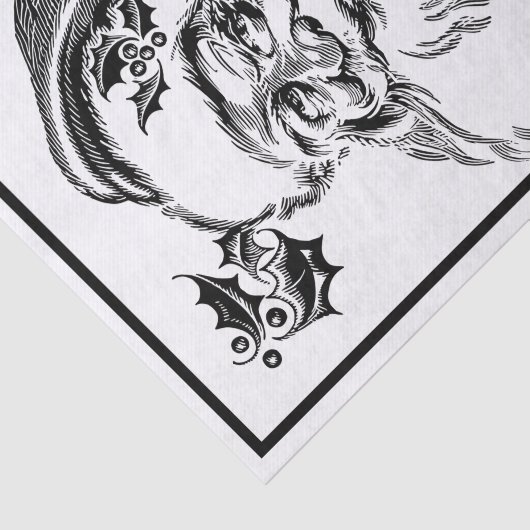 ヴィンテージクリスマス白黒サンタクロース顔 薄葉紙 (詳細)