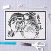 ヴィンテージクリスマス白黒サンタクロース顔 薄葉紙 (クラフト)