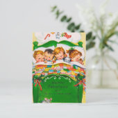 ヴィンテージクリスマス眠っている子供たち休日はがき シーズンポストカード (スタンド正面)