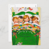 ヴィンテージクリスマス眠っている子供たち休日はがき シーズンポストカード (正面/裏面)