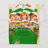 ヴィンテージクリスマス眠っている子供たち休日はがき シーズンポストカード (正面)