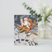 ヴィンテージクリスマス第2次世界大戦サンタオン飛行機ホリデーカード シーズンカード (スタンド正面)