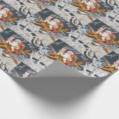 ヴィンテージクリスマス第2次世界大戦サンタオン飛行機 ラッピングペーパー (角)