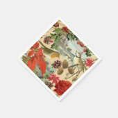 ヴィンテージクリスマス紙ナプキン付き/鳥と花 スタンダードカクテルナプキン (角)