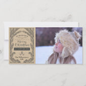 ヴィンテージクリスマス素朴パインブランチホリデーフォト シーズンカード (正面)