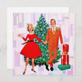 ヴィンテージクリスマス結婚したカップル シーズンカード (正面/裏面)