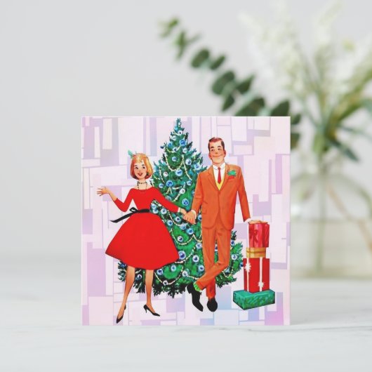 ヴィンテージクリスマス結婚したカップル シーズンカード (スタンド正面)