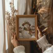 ヴィンテージクリスマス絵を描雪だるまの素朴クリスマス ポスター