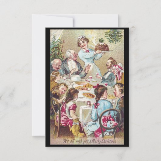 ヴィンテージクリスマス絵画のホリデーディナー 招待状 (正面)