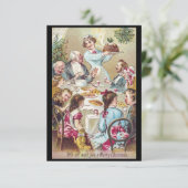 ヴィンテージクリスマス絵画のホリデーディナー 招待状 (スタンド正面)