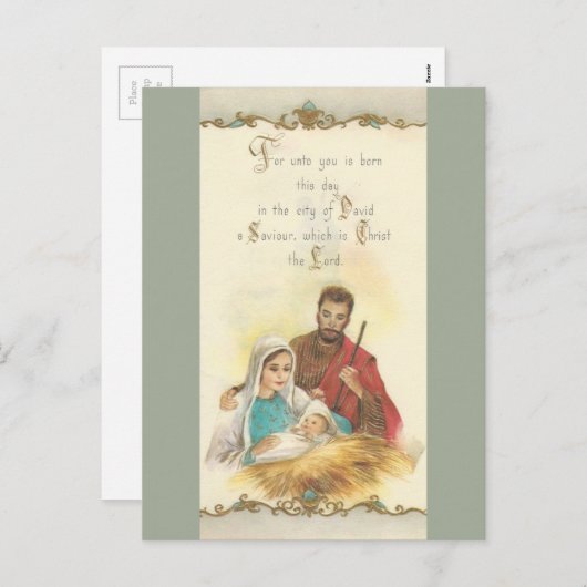 ヴィンテージクリスマス聖家族 シーズンポストカード (正面/裏面)