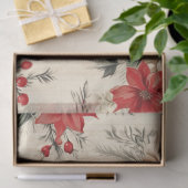 ヴィンテージクリスマス花模様デコページ 薄葉紙 (ギフト)