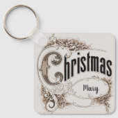 ヴィンテージクリスマス華美文字縁ど キーホルダー (正面)