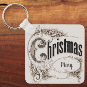ヴィンテージクリスマス華美文字縁ど キーホルダー (正面)