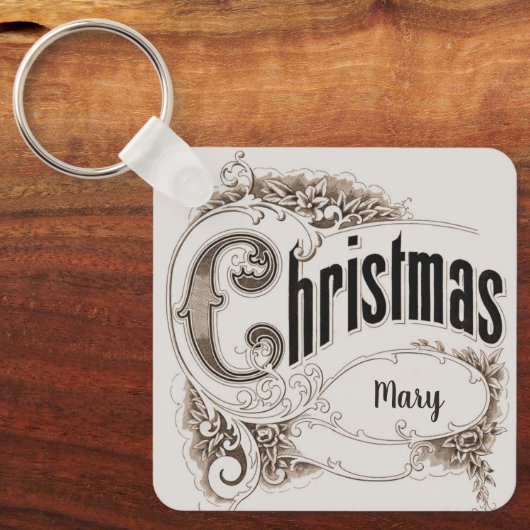 ヴィンテージクリスマス華美文字縁ど キーホルダー (正面)