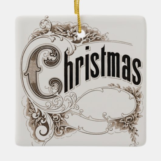 ヴィンテージクリスマス華美文字縁ど セラミックオーナメント (正面)