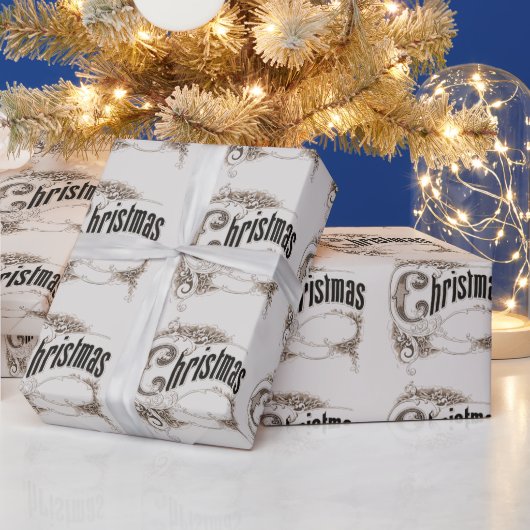 ヴィンテージクリスマス華美文字縁ど ラッピングペーパー (クリスマス)