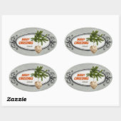 ヴィンテージクリスマス装飾フレームハートCC0941 楕円形シール (シート)