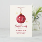 ヴィンテージクリスマス赤いボール 招待状 (スタンド正面)