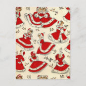 ヴィンテージクリスマス踊りガールズ シーズンポストカード (正面)