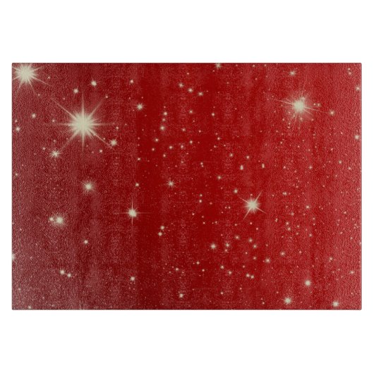 ヴィンテージクリスマス輝く、星イン赤銀河系 カッティングボード (正面)