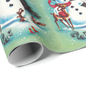 ヴィンテージクリスマス遊雪だるまと動物 ラッピングペーパー (ロールコーナー)