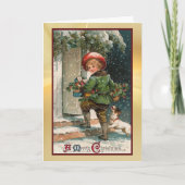 ヴィンテージクリスマス配達少年グリーティングカード シーズンカード (正面)