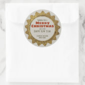 ヴィンテージクリスマス金ゴールドスターと休日文字CC0959 ラウンドシール (バッグ)