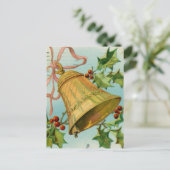 ヴィンテージクリスマス金ゴールドベル シーズンポストカード (スタンド正面)