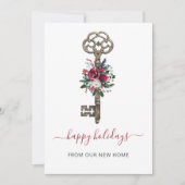 ヴィンテージクリスマス鍵ウェーブムーヴズホリデーカード (正面)