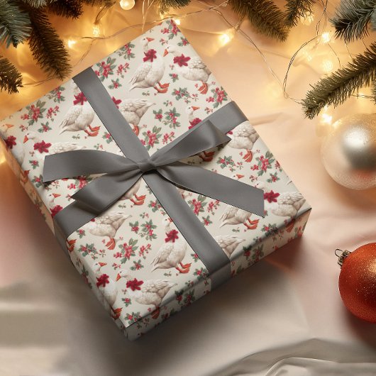 ヴィンテージクリスマス間抜けグース ラッピングペーパー